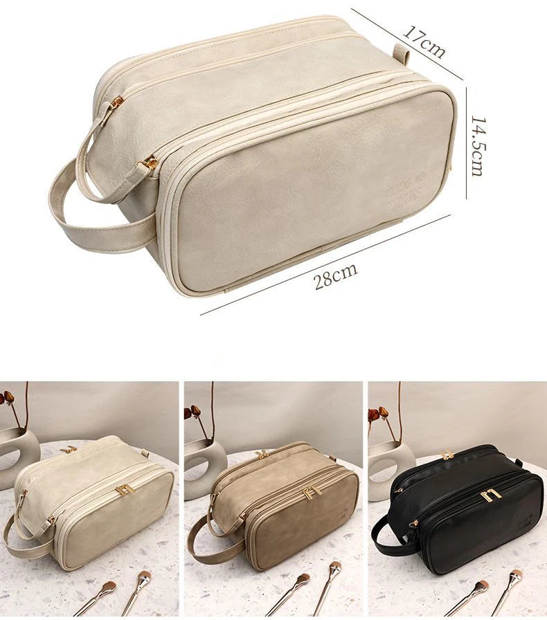 Large Travel Makeup Organizer Bag – Double Zipper Storage
