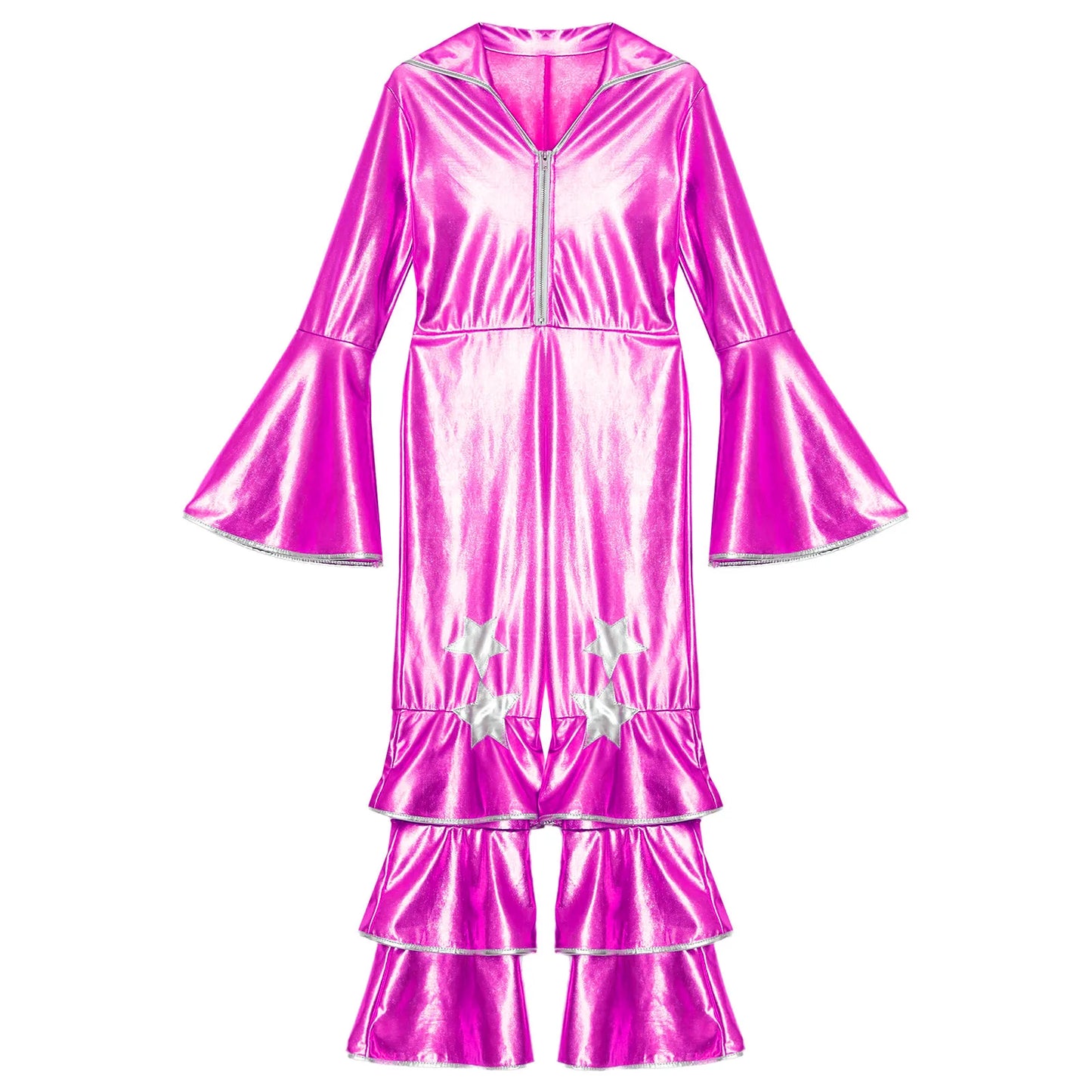 Girls’ Metallic Bell Bottom Jumpsuit – Retro Theme Night Costume