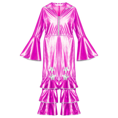 Girls’ Metallic Bell Bottom Jumpsuit – Retro Theme Night Costume