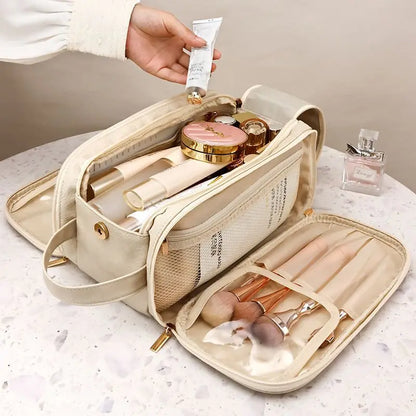 Large Travel Makeup Organizer Bag – Double Zipper Storage