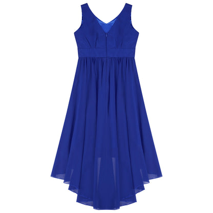 Girls’ Beaded Hi-Low Chiffon Dress – Flower Girl & Party