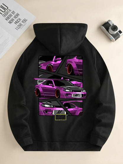 Retro Car Stack Graphic Hoodie - The Dock Drop