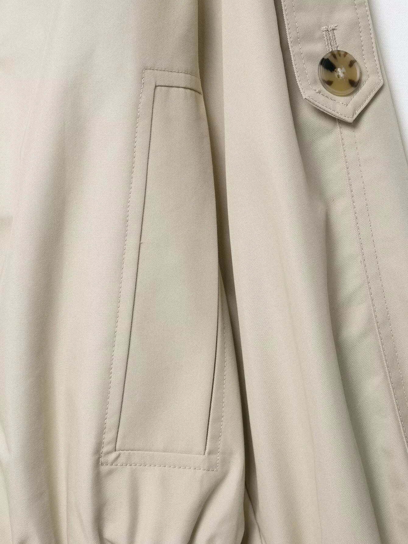 Women’s Short Faux-Fur Collar Trench Coat – Double-Breasted Jacket