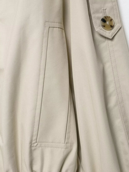 Women’s Short Faux-Fur Collar Trench Coat – Double-Breasted Jacket