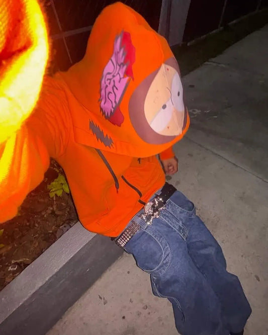 Teens Graphic Zip Hoodie – Streetwear Style – 9 – XL