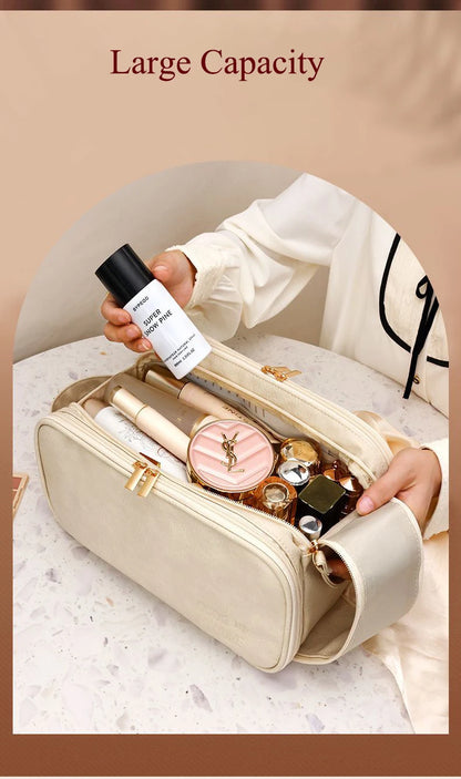 Large Travel Makeup Organizer Bag – Double Zipper Storage