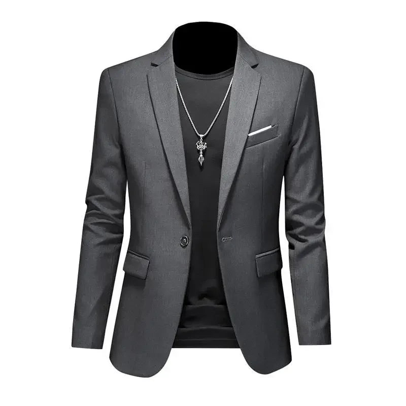 Men’s & Teens Solid Color Single-Button Blazer – Formal & Semi-Formal