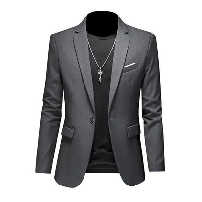 Men’s & Teens Solid Color Single-Button Blazer – Formal & Semi-Formal
