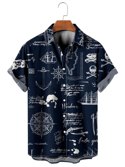 Men’s & Teens’ Printed Button-Up Shirt – Short Sleeve, Lightweight