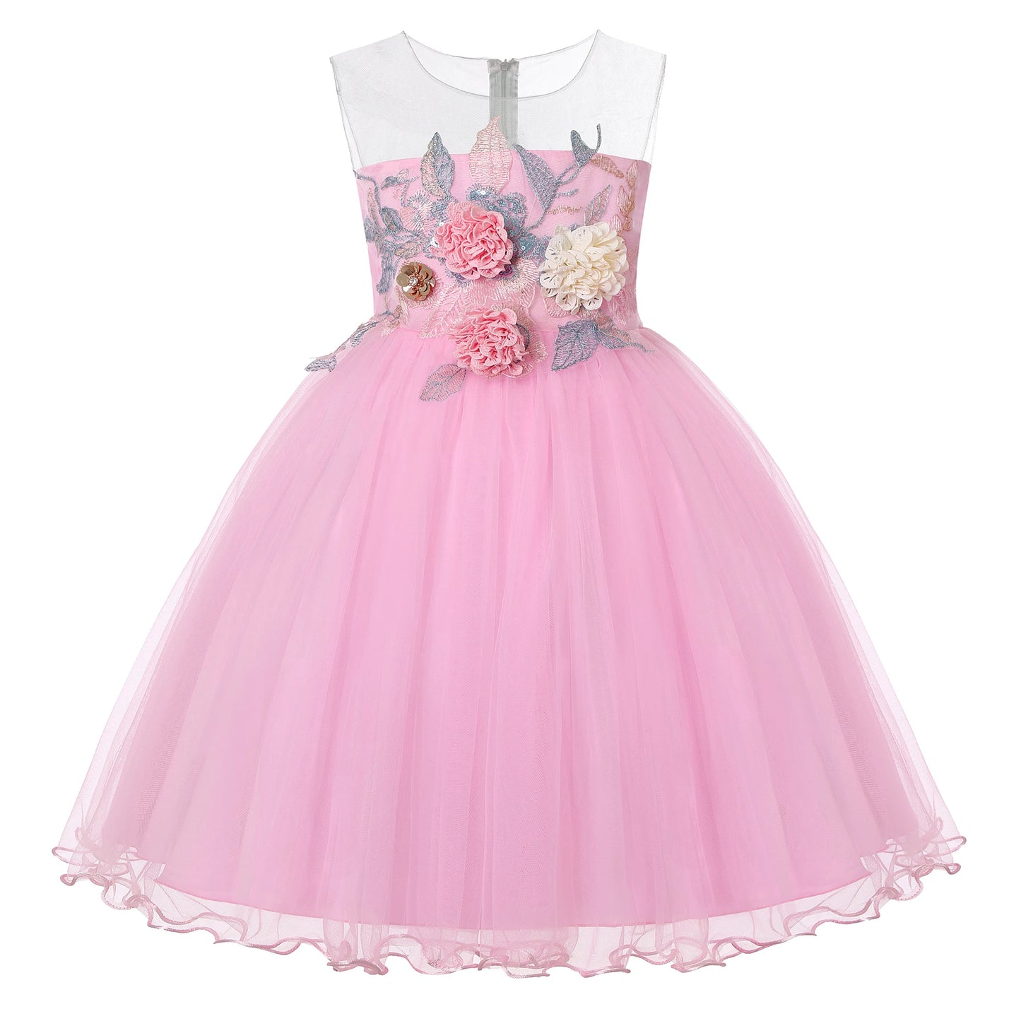 Girls' Lace Formal Dress – Elegant Sleeveless Ball Gown