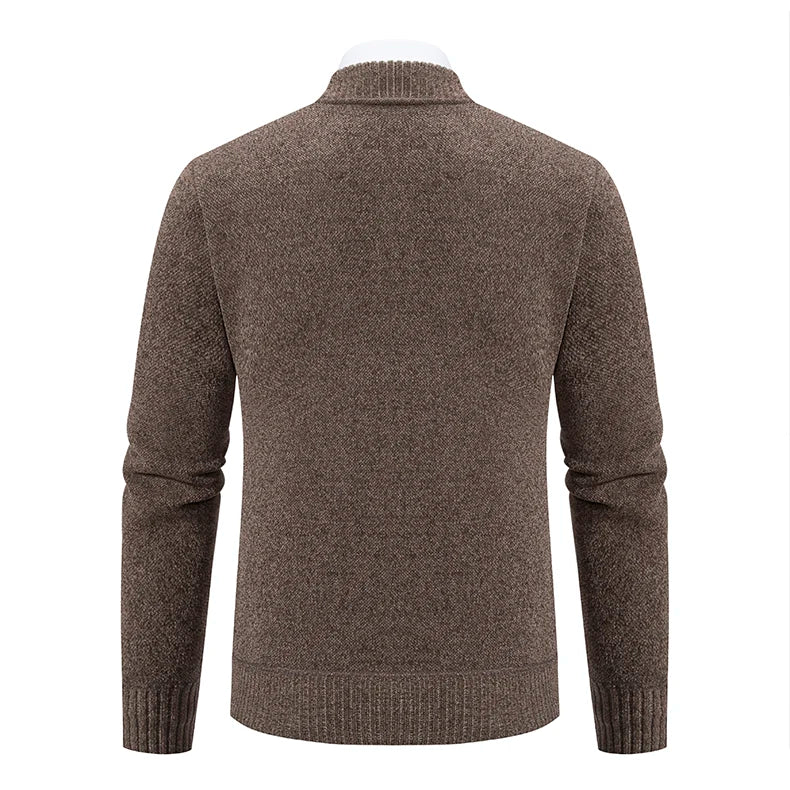 Men’s Stand-Collar Zip Knit Cardigan – Thick, Warm, Everyday Layer