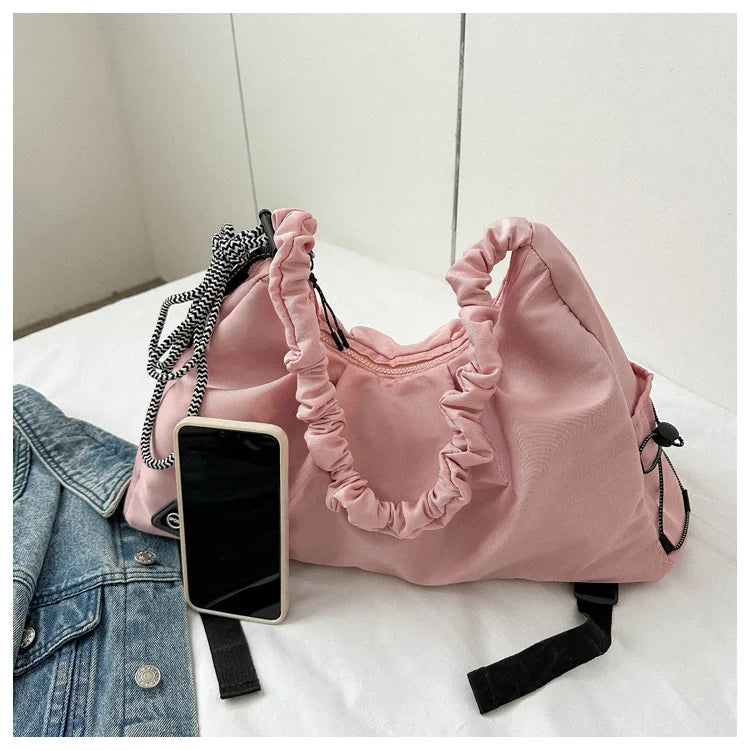 Women’s Ruched Gym Bag – Shoe Pocket, Wet Compartment & Yoga Mat Strap