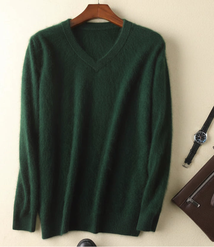 Men’s V-Neck Knit Pullover – Soft Touch, Smart Casual