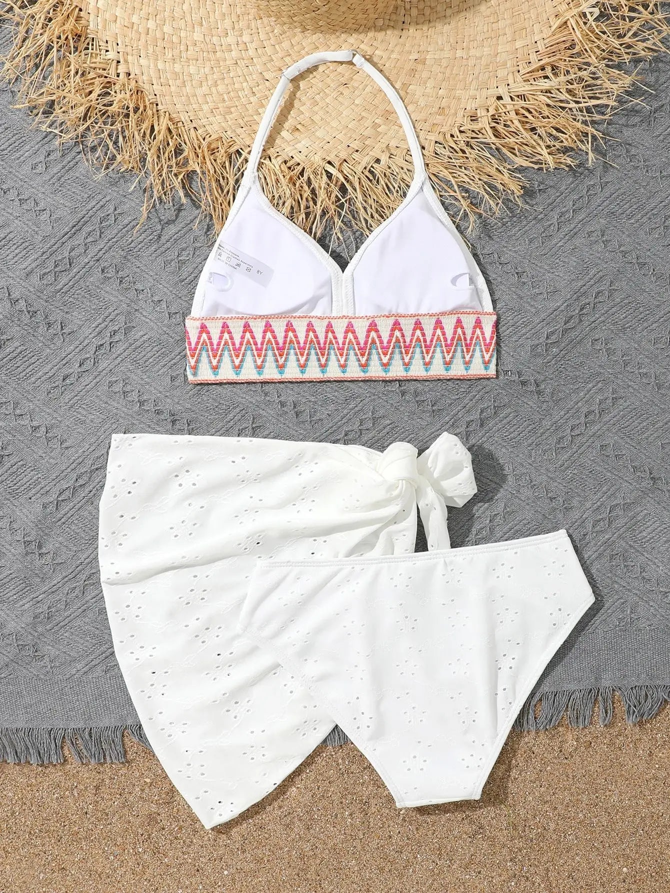 White 3-Piece Halter Girls’ Swim Set