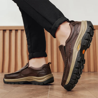 Men’s Hand-Stitched Casual Loafers – Microfiber Upper, Slip-On Comfort