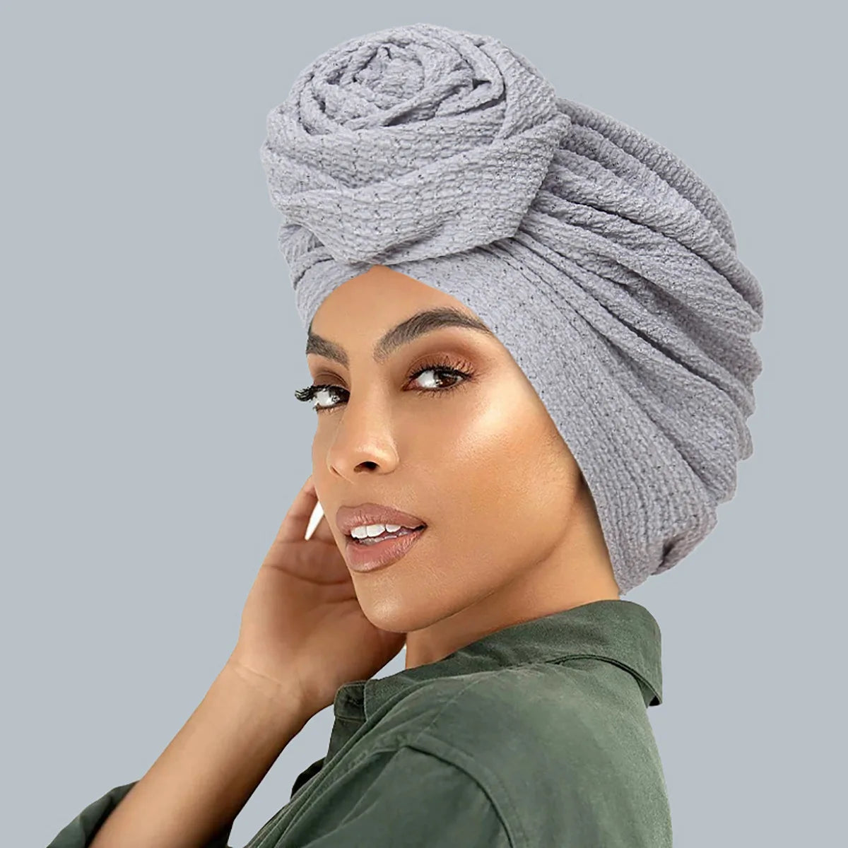 Women’s Soft Stretch Turban Head Wrap – Flower Knot, Slip-On - The Dock Drop