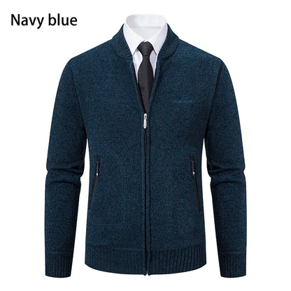 Men’s Stand-Collar Zip Knit Cardigan – Thick, Warm, Everyday Layer