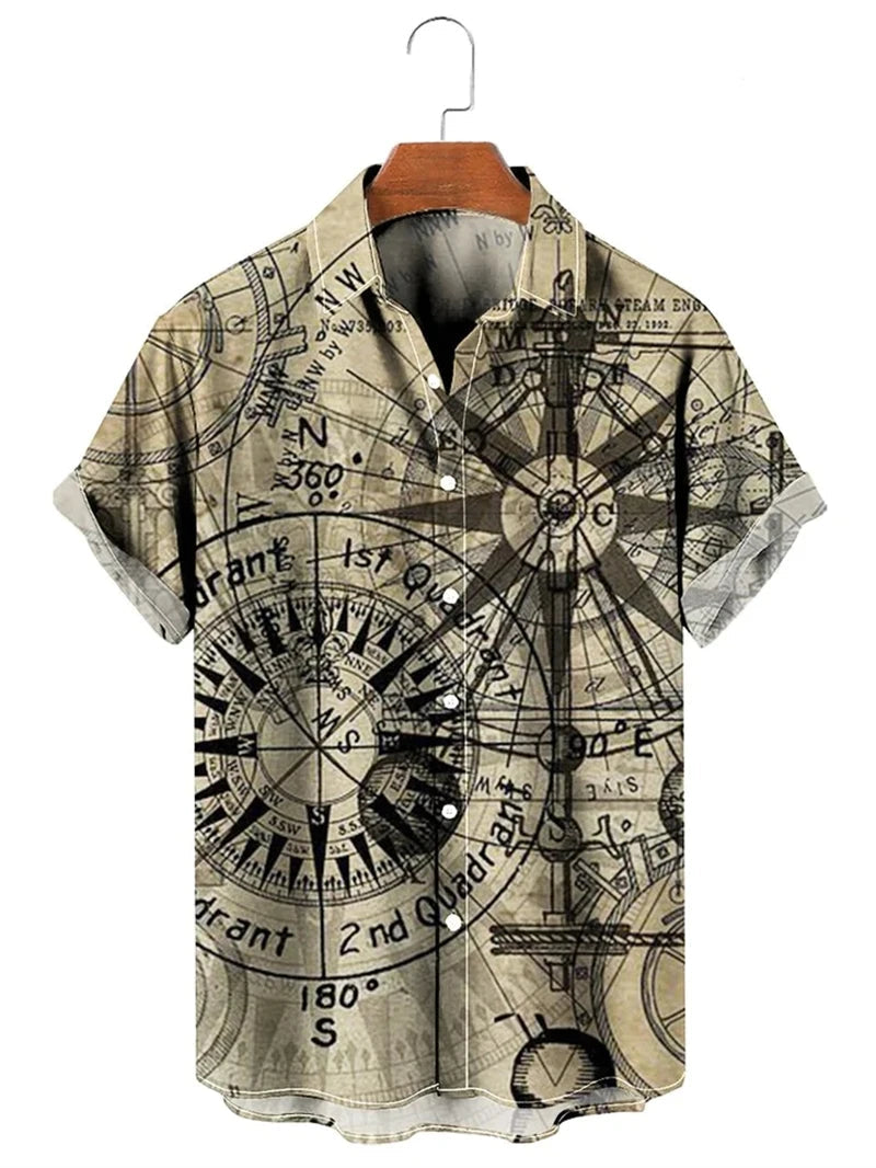 Men’s & Teens’ Printed Button-Up Shirt – Short Sleeve, Lightweight