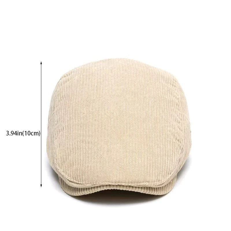 Men’s Corduroy Flat Cap – Classic Retro Newsboy Style