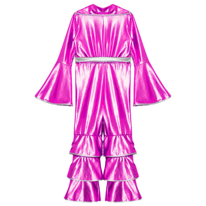 Girls’ Metallic Bell Bottom Jumpsuit – Retro Theme Night Costume