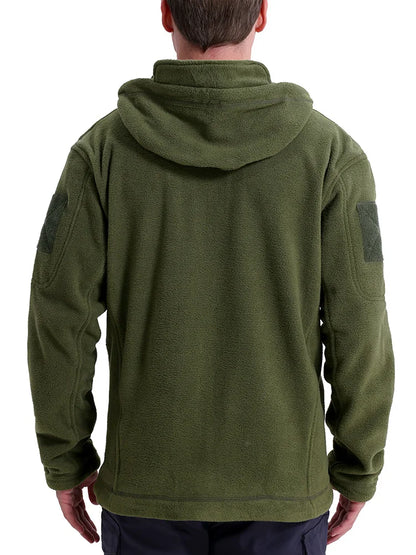 Men’s Fleece Zip-Up Hooded Jacket – Warm, Multi-Pocket, Outdoor Ready