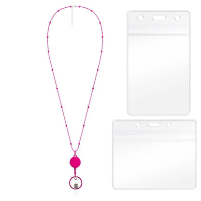 Stainless Steel Beaded Retractable Cruise Lanyard – Waterproof ID Badge Holder