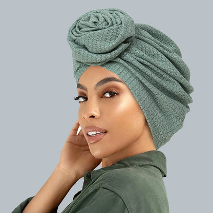 Women’s Soft Stretch Turban Head Wrap – Flower Knot, Slip-On - The Dock Drop