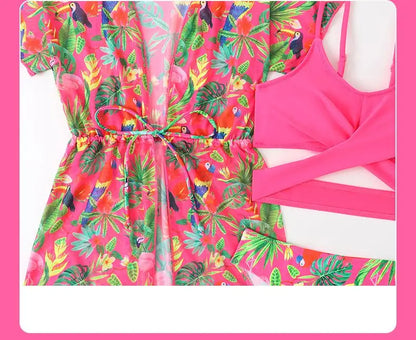 Girls 3-Piece Swimsuit Set — Bikini, Briefs and Cover-Up