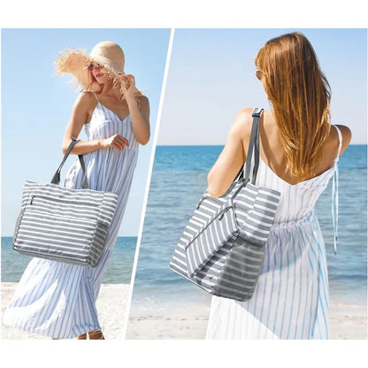 Large Waterproof Beach Tote Bag – Foldable Travel Storage