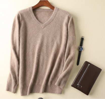 Men’s V-Neck Knit Pullover – Soft Touch, Smart Casual