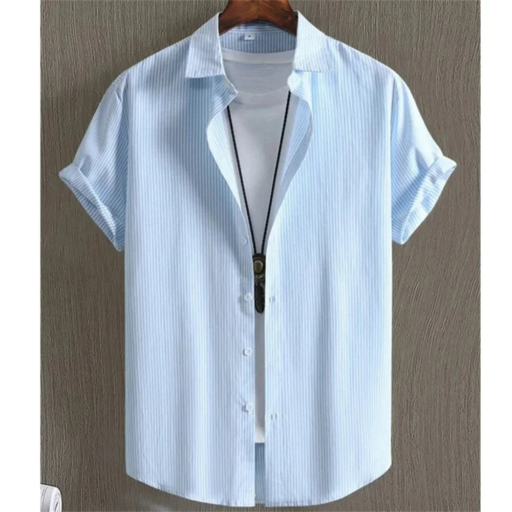 Hawaiian Shirts for Men Black Print High-Quality Men's Clothing Loose Oversized Shirts and Blooms Summer Casual Short Sleeve - The Dock Drop