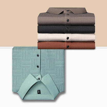 Men’s Printed Short Sleeve Polo Shirt – Breathable Textured Knit, Casual Business Fit (S–4XL)