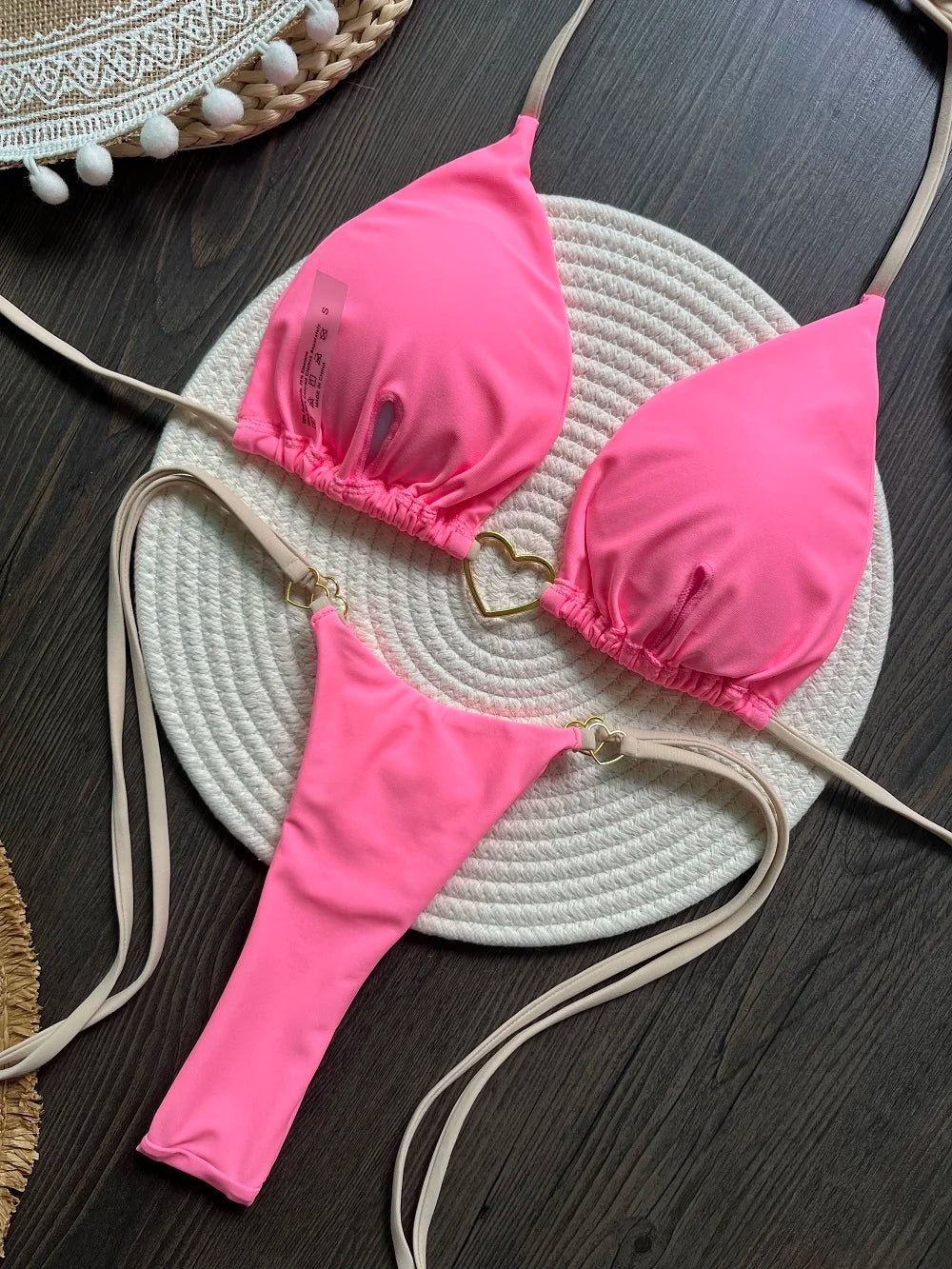 Halter Solid Triangle Bikini Set