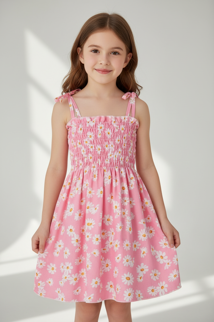 Girls’ Floral Strap Dress – Lightweight Summer & Playwear
