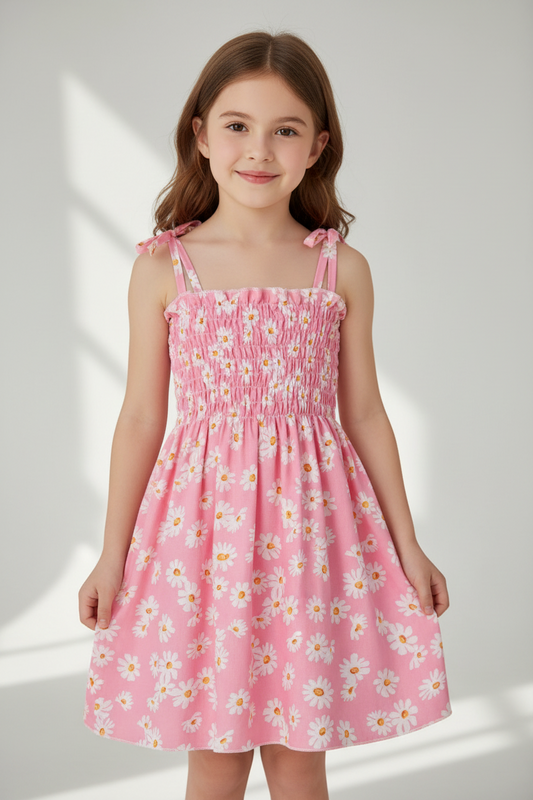 Girls’ Floral Strap Dress – Lightweight Summer & Playwear