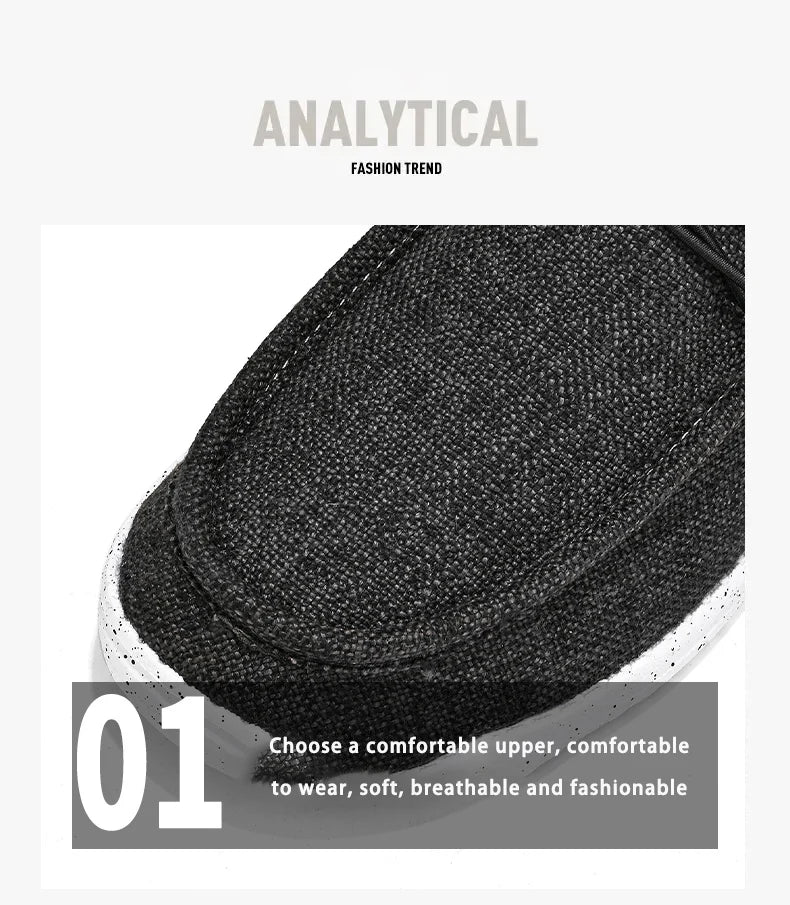 Men’s Canvas Slip – on Loafers – Lightweight Casual Shoes – Black – 40