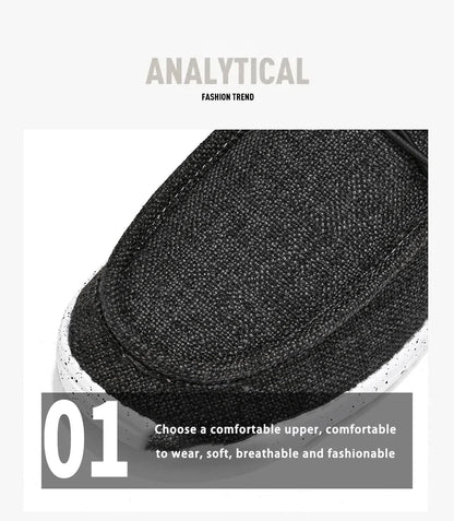 Men’s Canvas Slip – on Loafers – Lightweight Casual Shoes – Black – 40