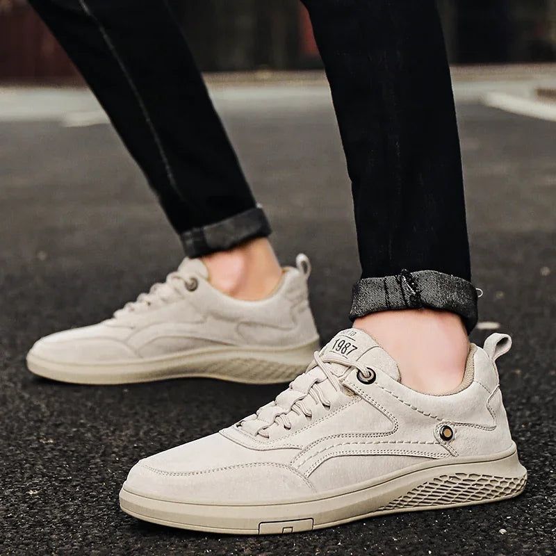 Men’s Genuine Leather Casual Shoes – Breathable Lace-Up
