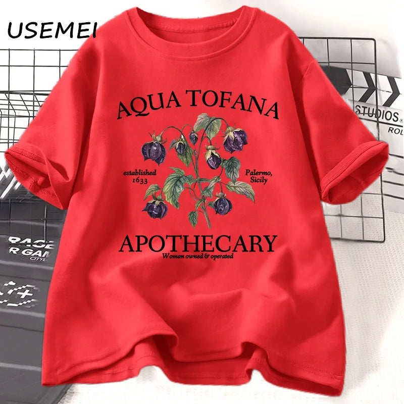 Women’s Apothecary Botanical Graphic Tee – Vintage Inspired Cotton Shirt