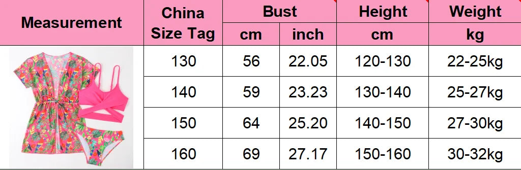 Girls 3-Piece Swimsuit Set — Bikini, Briefs and Cover-Up