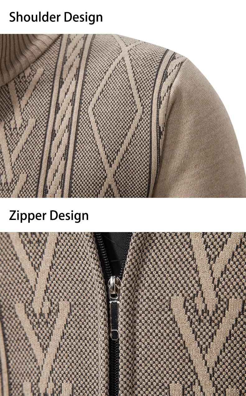 Men’s Cable Knit Zip-Up Sweater – Warm, Winter Casual, Soft Knit