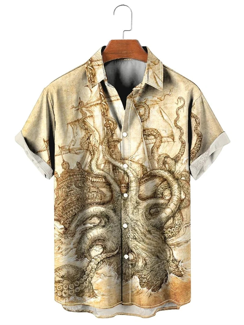 Men’s & Teens’ Printed Button-Up Shirt – Short Sleeve, Lightweight