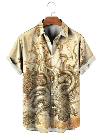 Men’s & Teens’ Printed Button-Up Shirt – Short Sleeve, Lightweight
