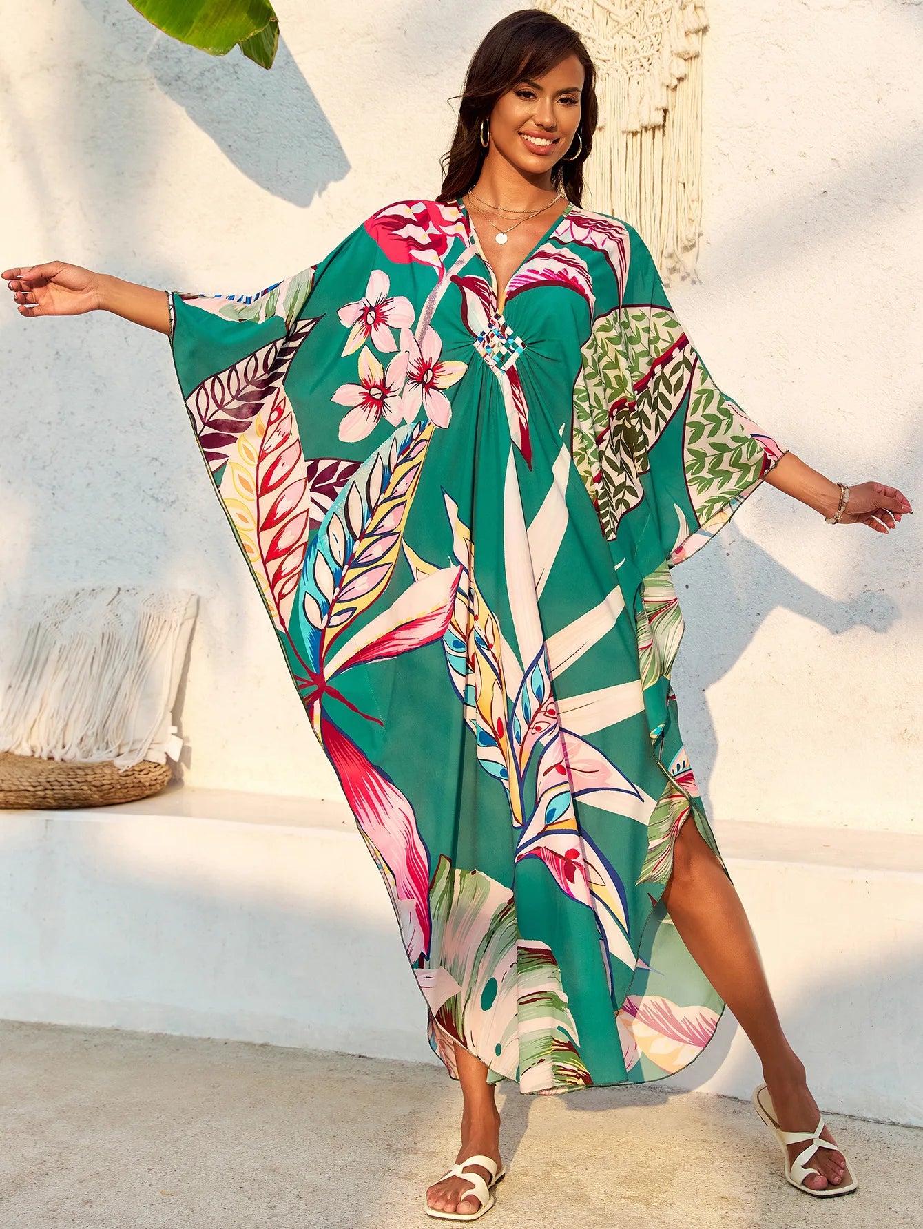 Women’s Flowing Caftan Cover-Up – Beach & Poolside Elegance