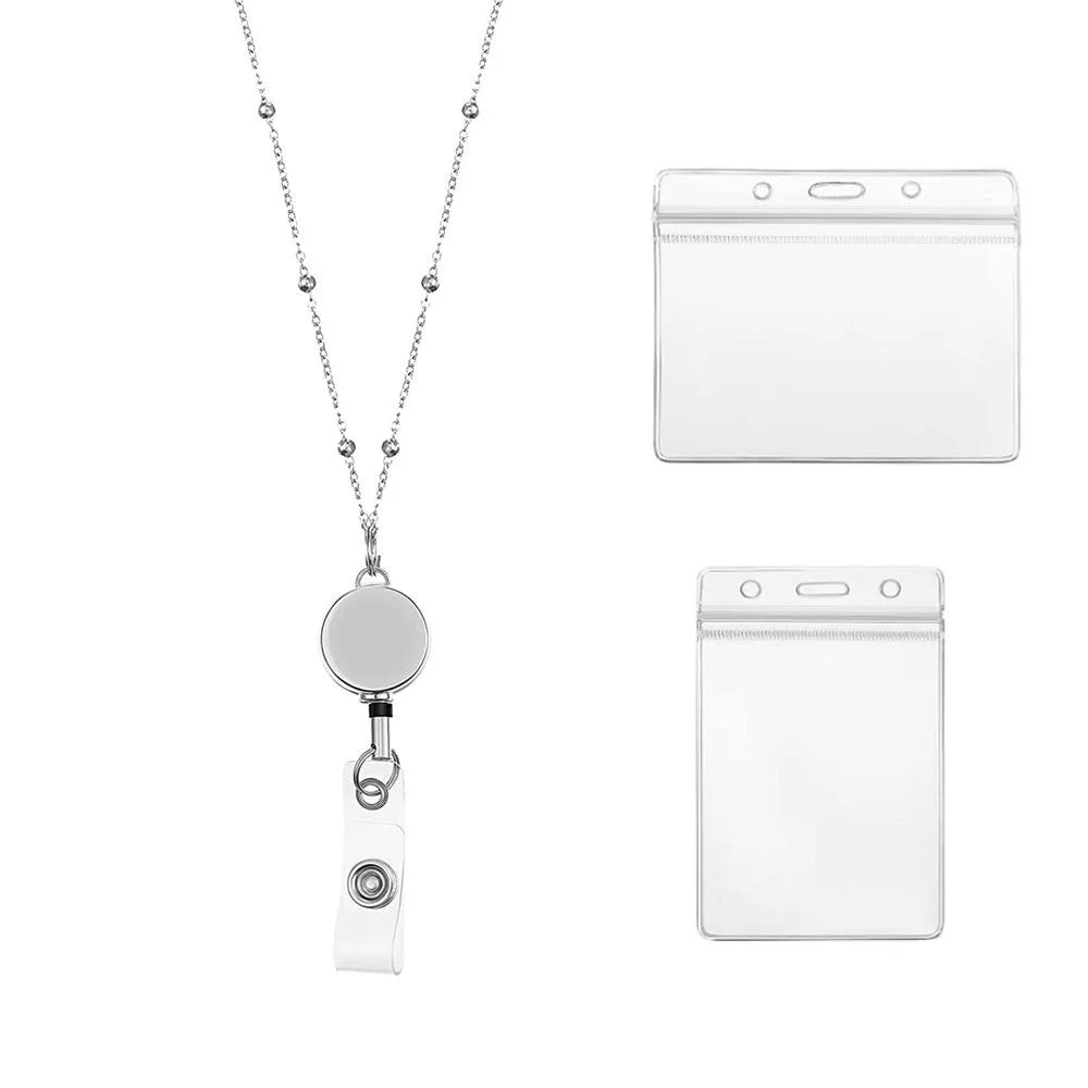 Stainless Steel Beaded Retractable Cruise Lanyard – Waterproof ID Badge Holder