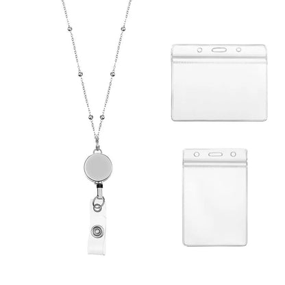 Stainless Steel Beaded Retractable Cruise Lanyard – Waterproof ID Badge Holder