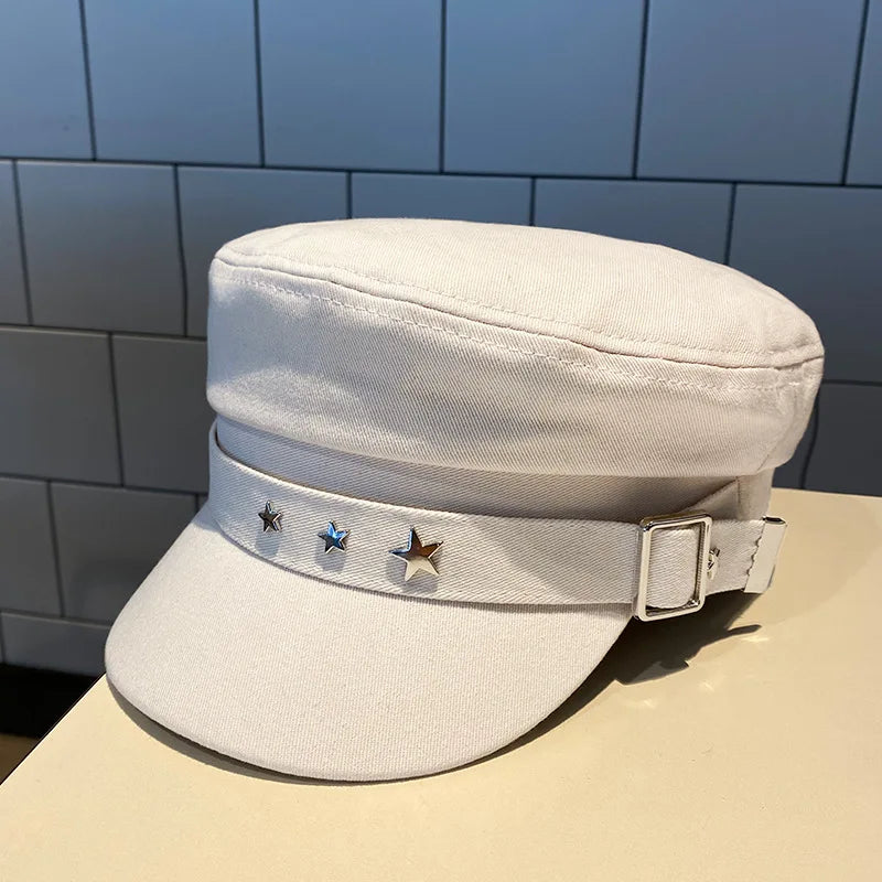 Star Accent Sailor Cap – Adjustable Cotton Hat