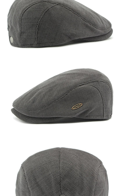 Men’s Adjustable Corduroy Flat Cap – Classic Casual Style