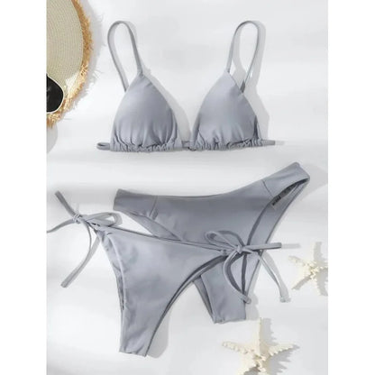 Women's 3-Piece Triangle Bikini Set – Tie Side Swimwear