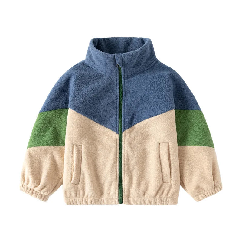 Kids’ Color block Fleece Zip Jacket – Soft Winter Layer